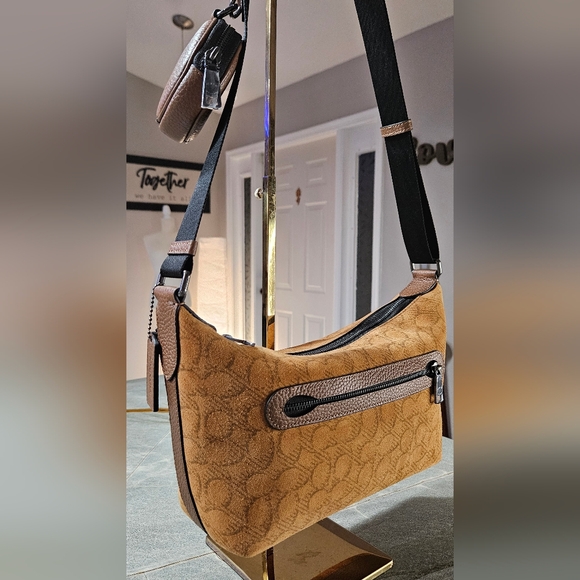 NWT Coach Small Finn Crossbody Bag CCG16 Caramel Sable Suede Signature + Pouch - Picture 17 of 17